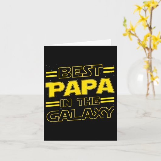 Papa In The Galaxy Funny Fathers Day Gift For Men  カード (黄色い花)