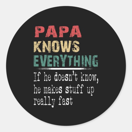 Papa Knows Everything - Christmas Grandpa Gift  ラウンドシール (正面)
