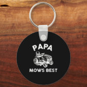 Papa Mows Funny Lawn Mower Father's Day Grandpa  キーホルダー (正面)