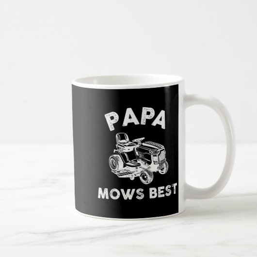 Papa Mows Funny Lawn Mower Father's Day Grandpa コーヒーマグカップ (右)