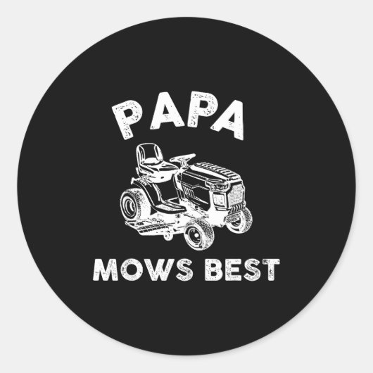 Papa Mows Funny Lawn Mower Father's Day Grandpa  ラウンドシール (正面)