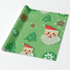 Papá Noel y Abetos Festivos ラッピングペーパー