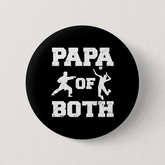 Papa Of Both Funny Volleyll And Karate Papa  缶バッジ (正面)