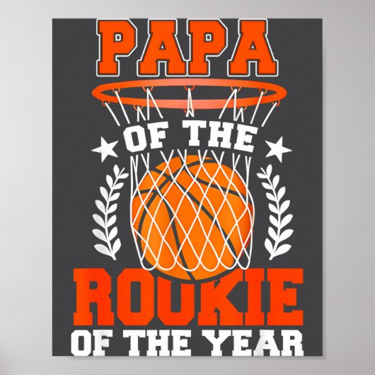 Papa Of Rookie 1st Basketball Bday Theme Matching  ポスター (正面)