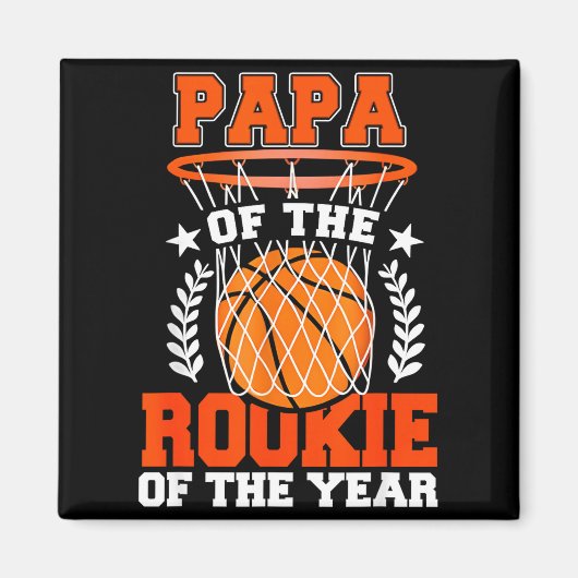 Papa Of Rookie 1st Basketball Bday Theme Matching  マグネット (正面)