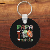 Papa Of The 1 Year Old Football Lover 1st Birthday キーホルダー (正面)