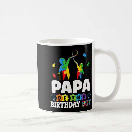 Papa Of The Birthday Boy Autism Awareness Support  コーヒーマグカップ (右)