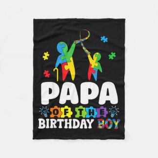 Papa Of The Birthday Boy Autism Awareness Support  フリースブランケット