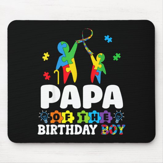 Papa Of The Birthday Boy Autism Awareness Support  マウスパッド (正面)