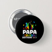 Papa Of The Birthday Boy Autism Awareness Support  缶バッジ (正面&裏面)