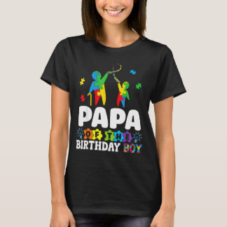 Papa Of The Birthday Boy Autism Awareness Support  Tシャツ