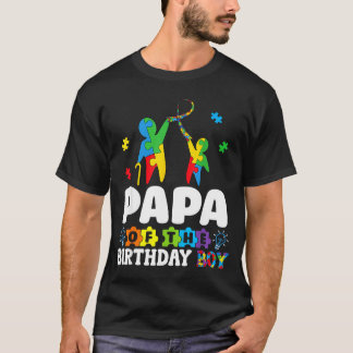 Papa Of The Birthday Boy Autism Awareness Support  Tシャツ