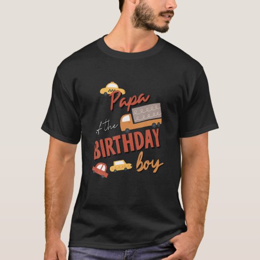 Papa Of The Birthday Boy Car Theme Matching Family Tシャツ (正面)