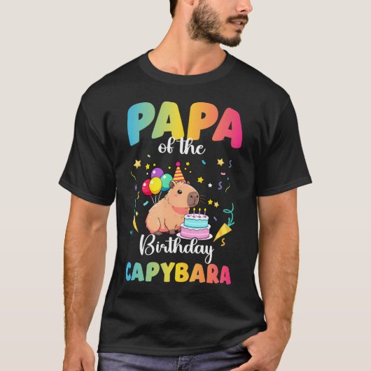 Papa Of The Birthday Girl Capybara Bday Party Tシャツ (正面)
