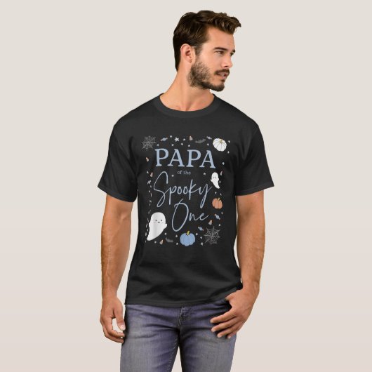Papa of the Spooky One First Birthday Blue Boy 1st Tシャツ (正面フル)