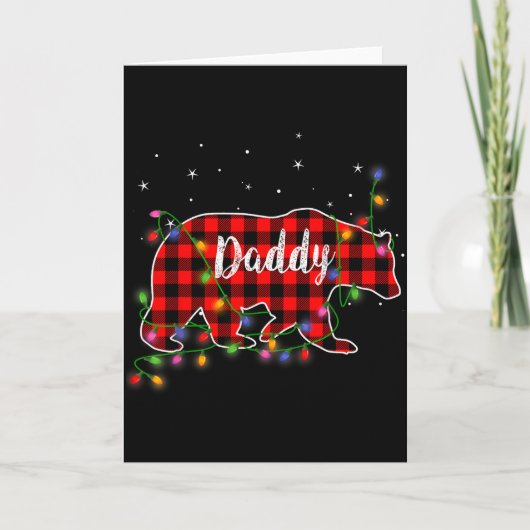 Papa Ours Rouge Plaid Noël Pyjama Famille Cadeau カード (正面)