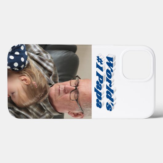 Papa photo with sea blue text  Case-Mate iPhoneケース (裏面 (横))