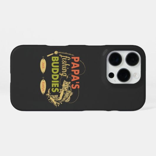 Papa’s Fishing Buddies Personalized grandkids Name iPhoneケース (裏面横)
