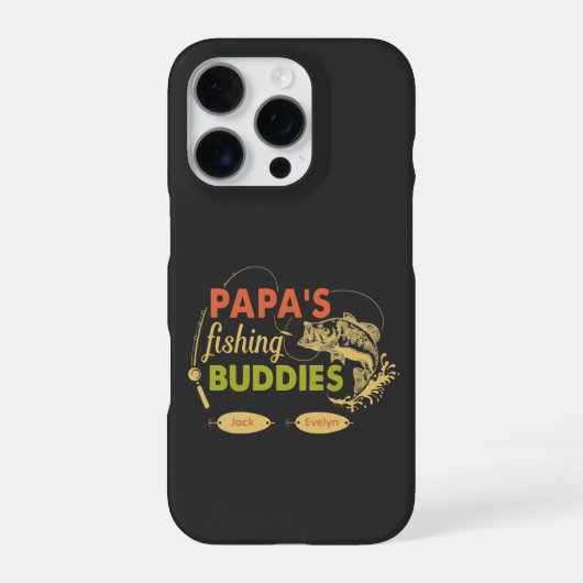 Papa’s Fishing Buddies Personalized grandkids Name iPhoneケース (裏面)