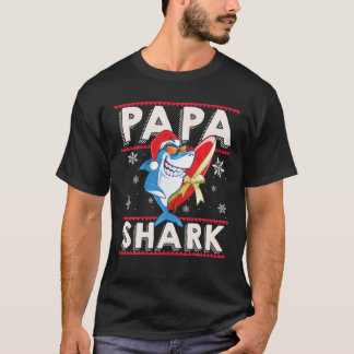 Papa Shark Santa Christmas Family Matching Pajamas Tシャツ