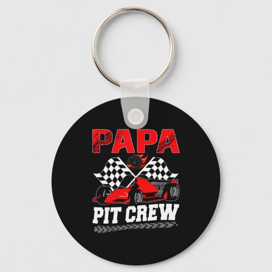 Papa T Crew Racing Family Race Car Birthday Boy キーホルダー (正面)