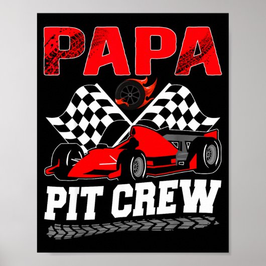 Papa T Crew Racing Family Race Car Birthday Boy  ポスター (正面)