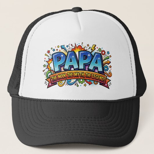 Papa The Man The Myth The Legend Funny Comic Retro キャップ (正面)