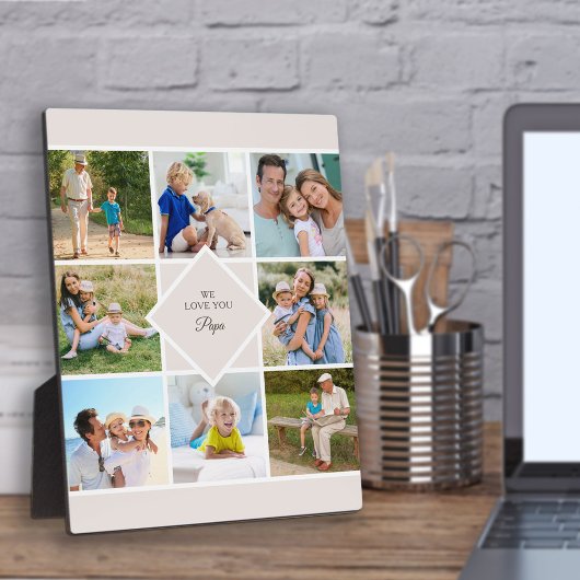 Papa We Love You 8 Photo Collageクリームプラーク フォトプラーク