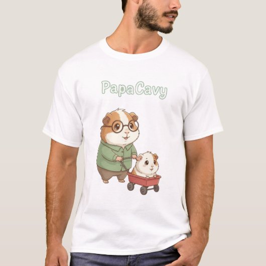 PapaCavy – Cute Guinea Pig Dad Tee Father’s Day Tシャツ (正面)