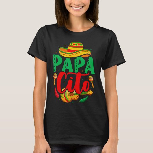 Papacito Mamacita Cinco De Mayo Funny Couple Match Tシャツ (正面)