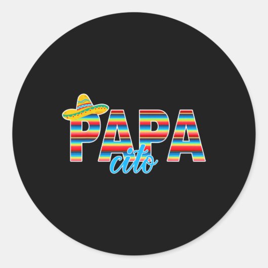 Papacito Serape Mexican Sombrero Cinco De Mayo  ラウンドシール (正面)