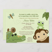 Papagayoのベビーシャワーの招待状猿のカエルのカメ 招待状 (正面/裏面)