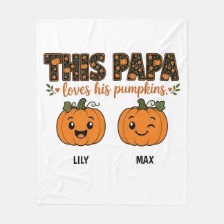 Papa's Little Pumpkins 2 Grandkid Names Halloween フリースブランケット