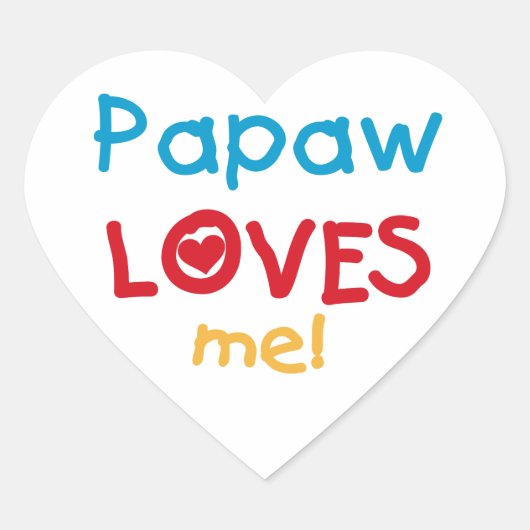 PapawでTシャツとギフトが大好き ハートシール (正面)