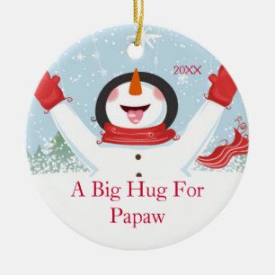 Papawのクリスマスの雪だるまのオーナメントのための抱擁 セラミックオーナメント