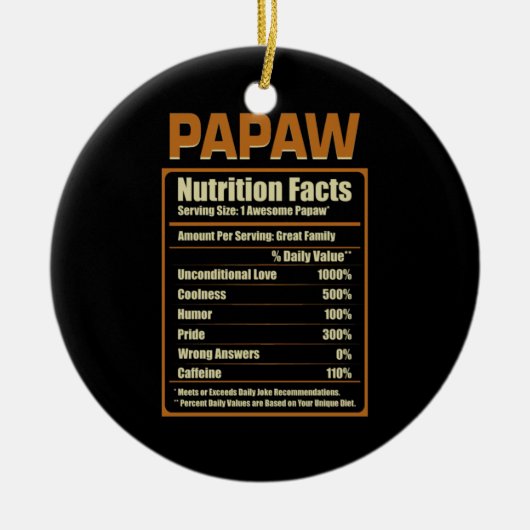 Papaw Nutrition Facts無条件の愛 セラミックオーナメント (正面)