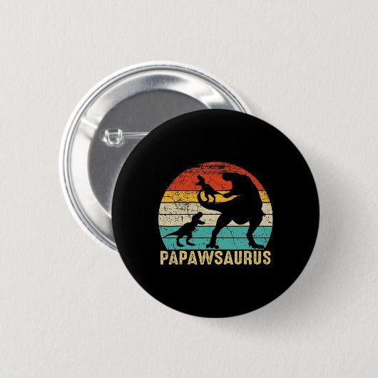 Papawsaurus Rex Papaw Dinosaur 2 Kids Fathers Day  缶バッジ (正面&裏面)