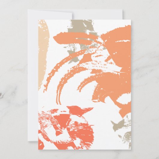 Papayaオレンジ色の抽象芸術ブラシストローク日付の保存 招待状 (裏面)