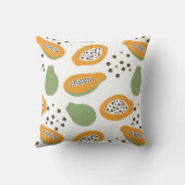 Papaya Fruit Pattern Terracotta Orange and Green クッション (裏面)