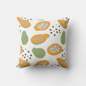 Papaya Fruit Pattern Terracotta Orange and Green クッション (正面)