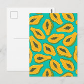 Papaya slices on turquoise ポストカード (正面/裏面)