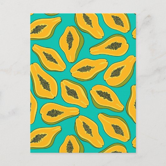 Papaya slices on turquoise ポストカード (正面)
