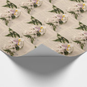 papeを包む原稿を持つジャスミン花そしてユリ ラッピングペーパー (角)