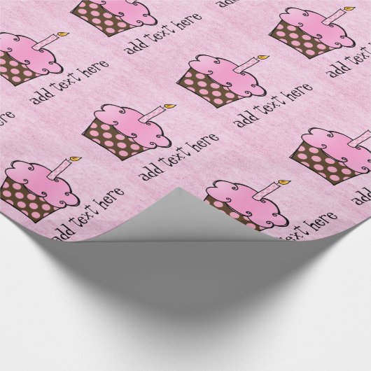 papeを包む第1誕生日の蝋燭のカップケーキを飾って下さい ラッピングペーパー (角)