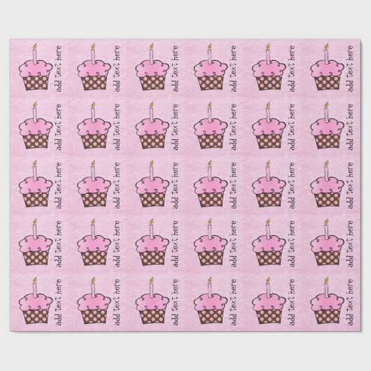 papeを包む第1誕生日の蝋燭のカップケーキを飾って下さい ラッピングペーパー (フラット)