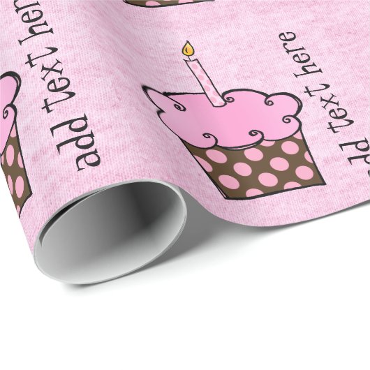 papeを包む第1誕生日の蝋燭のカップケーキを飾って下さい ラッピングペーパー (ロールコーナー)