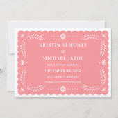 Papel モダン Picado日付の保存 招待状 (正面)