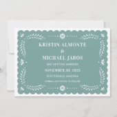 Papel モダン Picado日付の保存 招待状 (正面)