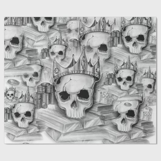 Papel de Embrulho, Rolo 76cm x 180 cm caveira ラッピングペーパー (フラット)