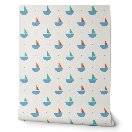 Papel de pared con barquitos para habitación niños 壁紙 (ほどく)
